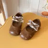 Zapatos de Princesa con Lazo de Encaje Estilo Coreano para Niñas 2026 Primavera/Otoño Nuevos Suela Suave Versátiles Zapatos Pequeños de Cuero Planos para Bebé Niña