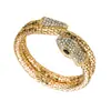 Pulseira Feminina Punk Europeia e Americana Transfronteiriça da Moda, Pulseira Exagerada Personalizada em Formato de Cobra com Diamantes, Pulseira Envolvente Estilo Boate