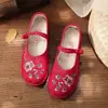 Sapatos Bordados para Mulheres, Estilo Grinalda de Garça Branca, Velho Pequim, Sapatos Hanfu para Primavera e Outono, Sola Macia, Boca Rasa, Sapatos de Mãe, Sapatos Planos Bordados Antiderrapantes