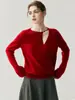 Frontera de la Moda~ Suéter de Cachemira con Cuello Cruzado Asimétrico para Mujer, Capa Base Pullover, Ropa de Punto de Lana Moderna y Encantadora