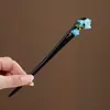 Nuevo Estilo Chino Elegante Tassel de Lirio del Valle Pasador de Pelo Estilo Antiguo Dinastía Han Pasador para Cheongsam Pasador de Madera Imitación Ébano Elegante Adorno para el Cabello para Mujeres