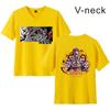 Camiseta de manga corta con cuello en V para mujer con estampado periférico de animación de batalla de hechizos de Jujutsu Kaisen transfronterizo