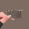 Pinza para el pelo sencilla para mujer, accesorio para el pelo en la parte trasera de la cabeza, peine invertido con pedrería, pasador sin marcas, pinza para flequillo, herramienta de peinado