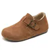 Zapatos planos de moda para mujer estilo Birkenstock con 3 cm de altura, forrados de felpa para abrigar, sin cordones, zapatos de algodón afelpado, nuevos mocasines estilo otoño/invierno