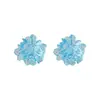 Brincos de Flor Azuis Transparentes Assimétricos, Brincos Doces, Frescos e de Alto Padrão, Brincos Super Feéricos Elegantes e Atmosféricos