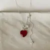 Colar Longo com Coração Colorido Estiloso Ins para Mulheres Simples Elegante Único Estiloso Moda Acessórios Gola Alta