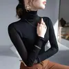 2025 Camisa Base de Renda com Gola Alta Feminina Outono e Inverno Nova Jaqueta Interna Manga Longa Tamanho Grande Camisa Elástica Versátil Estilosa