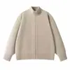 Yidao Vintage Otoño 2026 Nuevo Llegada Retro Americano Gama Alta Color Sólido Cuello Alto Cremallera Cárdigan Suéter Ropa Exterior Hombre