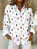 Camisas femininas para exportação, estilo europeu e americano, nova coleção Amazon 2026, de manga comprida, com colarinho, estampadas, personalizáveis