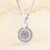 Collar Transfronterizo Europeo y Americano de Moissanita para Mujer, Colgante Redondo en Forma de Corazón, Cadena para Clavícula Versátil de Moda de Alta Gama en Plata de Ley S925
