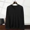 Suéter masculino de cashmere com gola V, estilo pullover, malha lisa de 12 pontos, manga longa, top de base, novo modelo outono e inverno