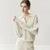 Camisa polo de cashmere estilo Old Money com gola com entalhe, gola V feminina outono/inverno francês, corte relaxado, suéter de tricô grosso, suéter base de lã