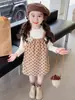 Nuevo Traje de Vestido de Manga Larga de Princesa a la Moda para Niñas de Primavera y Otoño Falda de Otoño a la Moda para Bebé Niña Tendencia