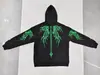 Sudadera con capucha para hombre, estampado de alas de calavera estilo oscuro, para otoño e invierno, forrada de polar, marca de moda, sudadera holgada de calle