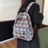 Mochila Escolar Retrô Japonesa Feminina Moda para Universitárias Mochila Xadrez Simples Grande Capacidade Mochila para Computador de Ensino Médio