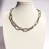 F.21 joia única original europeia e americana minimalista corrente grossa tipo clipe de papel colar masculino e feminino para sobreposição corrente lisa transfronteiriça V189