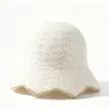 Nuevo sombrero de pescador de punto hueco de mezcla de lana, estilo coreano, moderno y versátil, hace que la cara se vea más pequeña, sombrero tipo cubo estilo hada