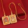 Thangka de Xizang Cinco Divindades Retrato Thangka Thangka Frente e Verso Oito Divindades Guardiãs Pingente em Relevo Colar Manjushri Dupla Face