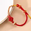 2026 Novo Estilo Chinês Nó Quadrado Pulseira de Fio Vermelho, Tendência Nacional Presente Requintado para Amigos, Pulseira de Fio Vermelho Artesanal Atacado