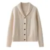 Nuevo Cárdigan de Punto de Cachemira Otoño e Invierno, Cuello Chal, Manga Larga, Holgado, Adelgazante, Elegante, Agradable para la Piel, Para Mujer, Para Viajar al Trabajo, Versátil