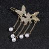 Al por mayor de fábrica cadena de clip de rana mariposa de pedrería horquilla con colgante de perla clip lateral clip para flequillo borla accesorios para el cabello de novia