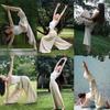 Pantalones de Verano para Mujer de Cintura Alta, Holgados de Pierna Ancha, Delgados de Algodón y Lino, Largo hasta el Suelo, Estilo Yamamoto con Cintura Elástica