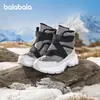 Balabala Calçados Infantis Botas Esportivas Infantis para Meninos e Meninas Cano Alto Acolchoado Forrado com Lã Botas de Inverno 2025 Antiderrapante Tendência para Exterior