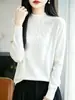 Indústria Pesada Cauda de Fênix Base de Strass Acrílico Camiseta Feminina Outono Inverno Engrossada Quente Gola Alta Meia Slim Fit Versátil Suéter de Tricô