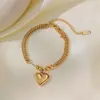 Colar Casual e Exquisito de Nicho Acessível de Luxo Colar com Pingente de Coração Pequeno Corrente Clavicular de Aço Titânio Banhado a Ouro 18K que Não Desbota para Mulheres