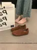 Mocassins de Veludo Planos Estilo Retro Francês de Nicho, Sapatos Slip-On Gorro Novo Estilo Inverno, Sapatos Femininos de Solado Macio