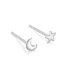 Pendientes de Plata de Ley s999 de Cuerpo Completo de Plata Pura Sencillos de Presión Estrella Pequeña Luna Estilo Bosque Pasadores para el Cuidado del Agujero de la Oreja Pendientes de Plata Antiembozantes
