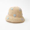 Chapéu de Sol de Verão para Bebê Menina Moda Elegante Chapéu de Palha Tecido com Flores Infantil Crochê à Mão Chapéu de Sol Pescador