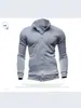 Nuevo Sudadera con Capucha Deportiva para Hombre con Cuello Alto y Cremallera Chaqueta con Capucha y Cremallera para Hombre Cárdigan de Color Sólido para Hombre Manga Larga