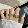 Anel Borboleta Coração de Prata Esterlina S925 com Pedras Coloridas Estilo Novo para Mulheres Personalidade Versátil Toque de Luxo Anel de Dedo Aberto Ajustável