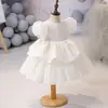 Vestido para Niñas 2025 Vestido de Princesa Infantil Estilo Francés Blanco Vestido de Cumpleaños para Bebés Niñas Verano