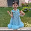 Vestido de Verão para Meninas 2026 Novo Estiloso Colete Floral Vestido Princesa Vestido de Verão Bolo Infantil