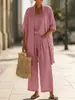 Conjunto de tres piezas de moda casual cómoda de color liso, chaqueta tipo chaleco y pantalones de pierna ancha, nuevo para mujer, primavera y otoño 2026, transfronterizo europeo y americano