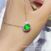 Nuevo Colgante de Calcedonia Esmeralda Natural con Baño de Plata y Collar Incrustado de Perla de Cultivo, Cadena para Clavícula de Jade de Hielo de Alta Calidad Comparable al Jade