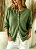 Novo produto transfronteiriço para lojas independentes da Amazon europeia e americana: suéter cardigã de tricô de manga longa outono/inverno feminino com gola redonda pulôver
