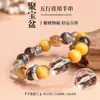 Pulsera de Cinco Elementos con Deficiencia de Tierra para Hombres y Mujeres, Pulsera de Cristal Amarillo Natural de Cuenco del Tesoro, Joyería para Equilibrar la Energía