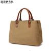 Bolso de mano informal para mujer, bolso diagonal de lona impermeable con primera capa de cuero, bolso de hombro de color sólido, suministro de fábrica desbordante