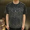Camiseta de Manga Corta Fina para Hombre, Nueva de Verano 2026, Marca de Moda, Elegante, Estampado Completo, Versátil, Top Fresco de Cuello Redondo