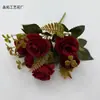 Buquê de Rosas Artificiais com 6 Cabeças para Decoração de Casamento, Arranjo de Parede de Flores, Cabeças de Flores de Rosa de Outono Vintage, Materiais para Arranjo de Flores