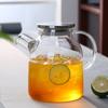 Hervidor de agua fría de vidrio de estilo japonés, para el hogar, con cubierta de bambú y vidrio de borosilicato de alta capacidad, para secado de té blanco frío.