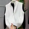 Jaqueta Colete Tricô Gola Alta Estilo Old Money Masculino Outono Cor Sólida de Alta Qualidade Sem Mangas Cardigan Solto Versátil Casual
