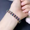 Pulsera de Ópalo Negro Natural Multicolor con una Piedra Principal de 4*6 mm Llena de Brillo como Fuego, Finamente Elaborada e Incrustada en Plata de Ley 925