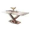 Mesa de comedor de mármol estilo italiano, rectangular, moderna, minimalista, estilo occidental, lujo ligero, para uso doméstico