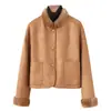 Pequena Quantidade de Roupas Outono e Inverno 2025 Nova Jaqueta de Enchimento de Ganso Estilo Chinoiserie Gola Alta de Pelo de Vison Jaqueta Quente de Botão Único para Mulheres
