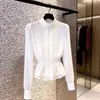 Nueva Camisa Blanca de Manga Larga con Diseño Francés para Mujer Verano 2026, Corte Entallado, Elegante Top de Moda para Mujer Tallas Grandes