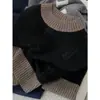 Cardigan Tejido con Bloques de Color y Retazos de Mezcla de Lana y Terciopelo de Visón Espeso Nuevo Otoño Temprano Ranzhi 26